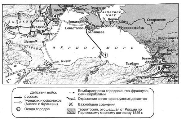 Карта Крымской войны 1853-1856 годов